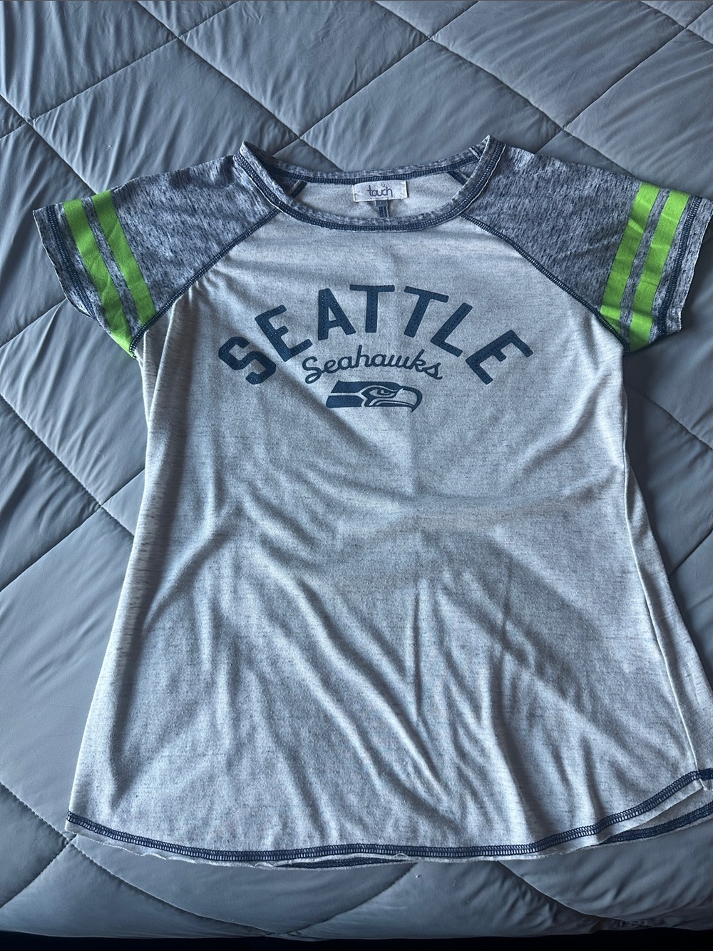 Seattle Seahawks Tee with Neon Green Stripes